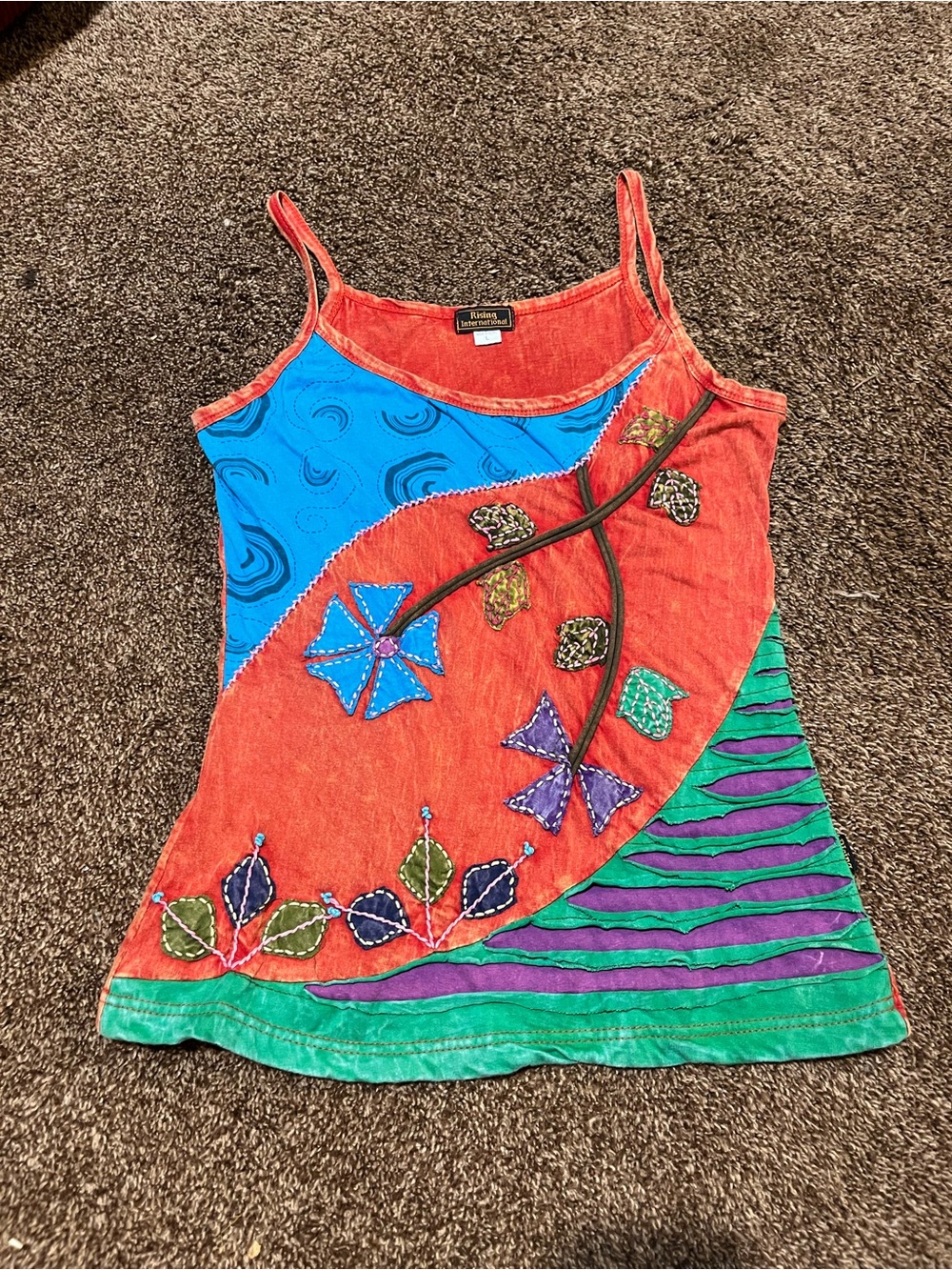 Boho Hippie Rising International  Embroidered Tank Top